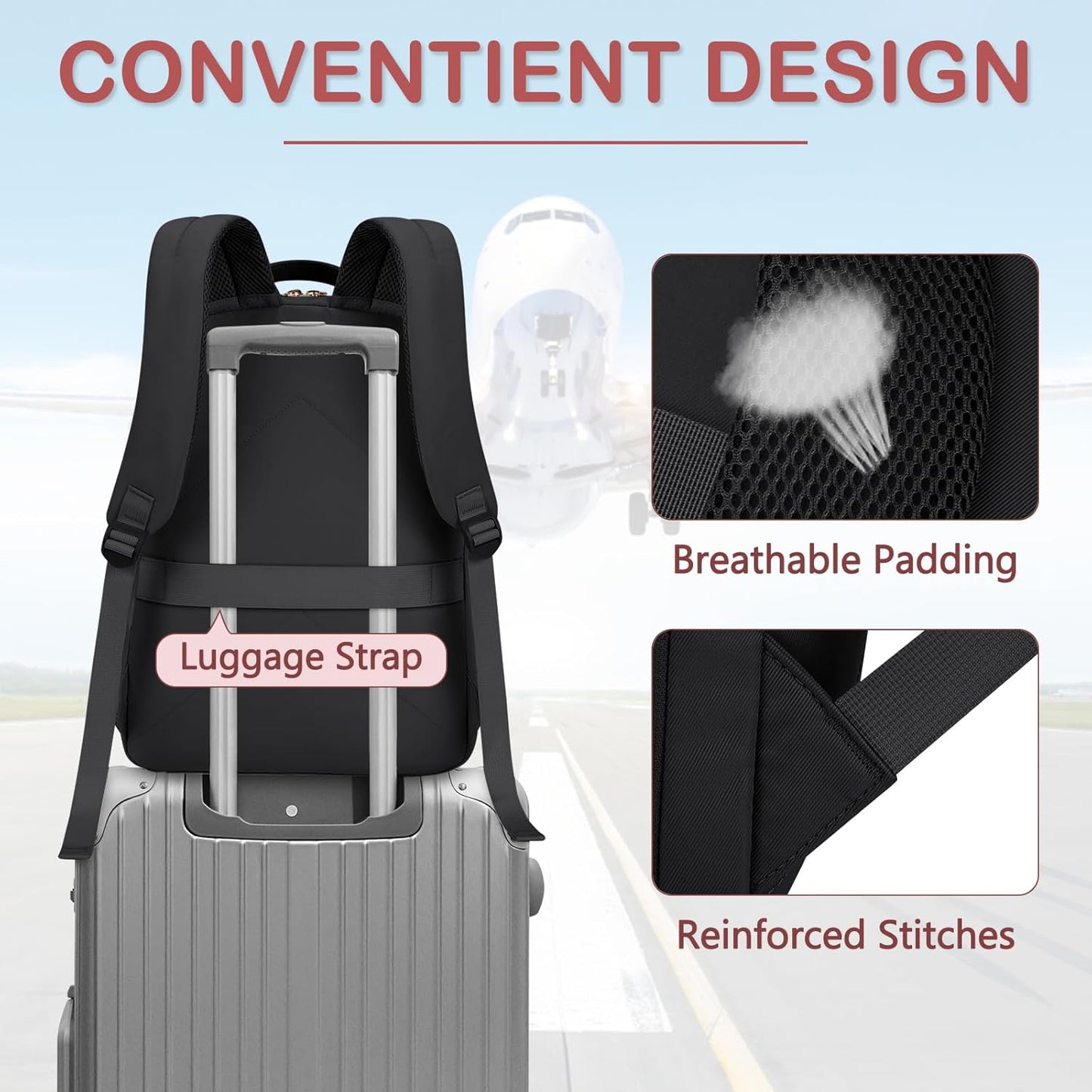 SDYSM Laptop Backpacks Backpack 15.6 Inch Travel with USB Port Lightweight NEW