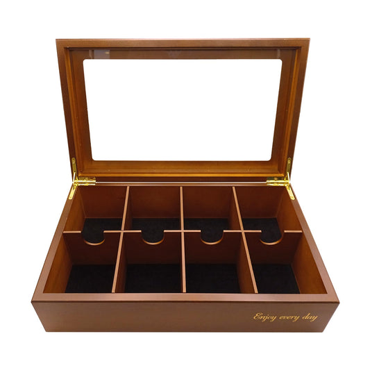 BJOYFUL&LOVED BJL Wooden Tea Box Organizer 8 Compartments Food Storage NEW