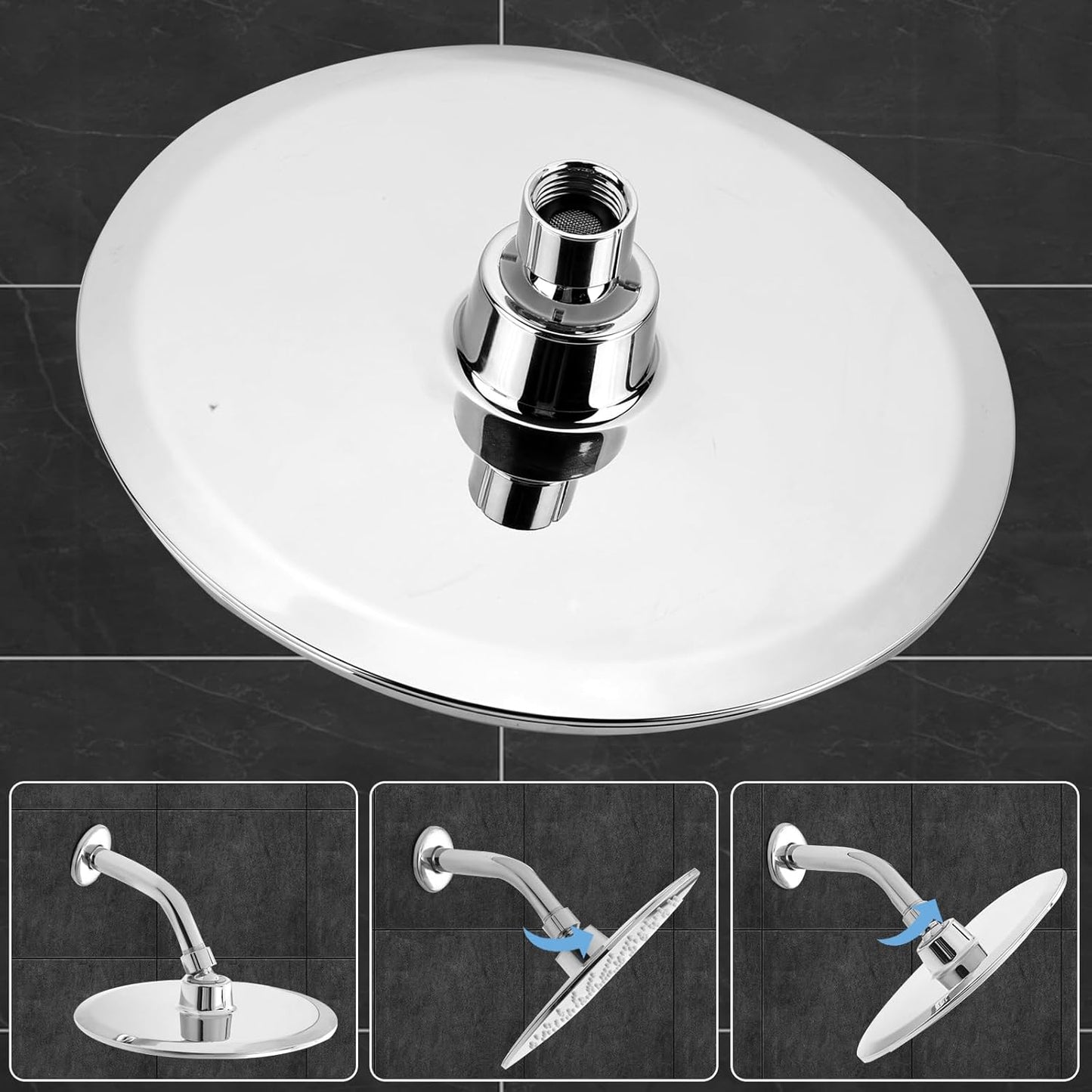 LiwCho Premium Luxury Chrome High Pressure Rain Shower Head for Bathroom DEMO