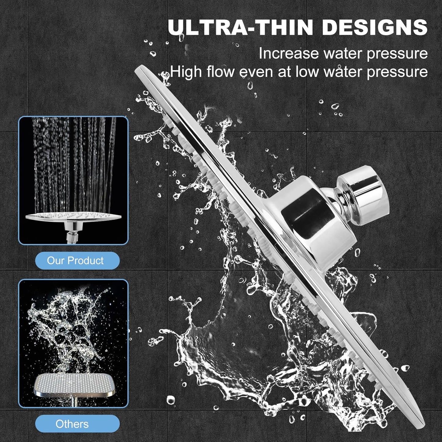 LiwCho Premium Luxury Chrome High Pressure Rain Shower Head for Bathroom DEMO