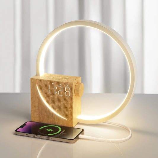 blonbar Sunrise Alarm Clock Wake Up Light Dual Alarms Water Transfer Wood DEMO