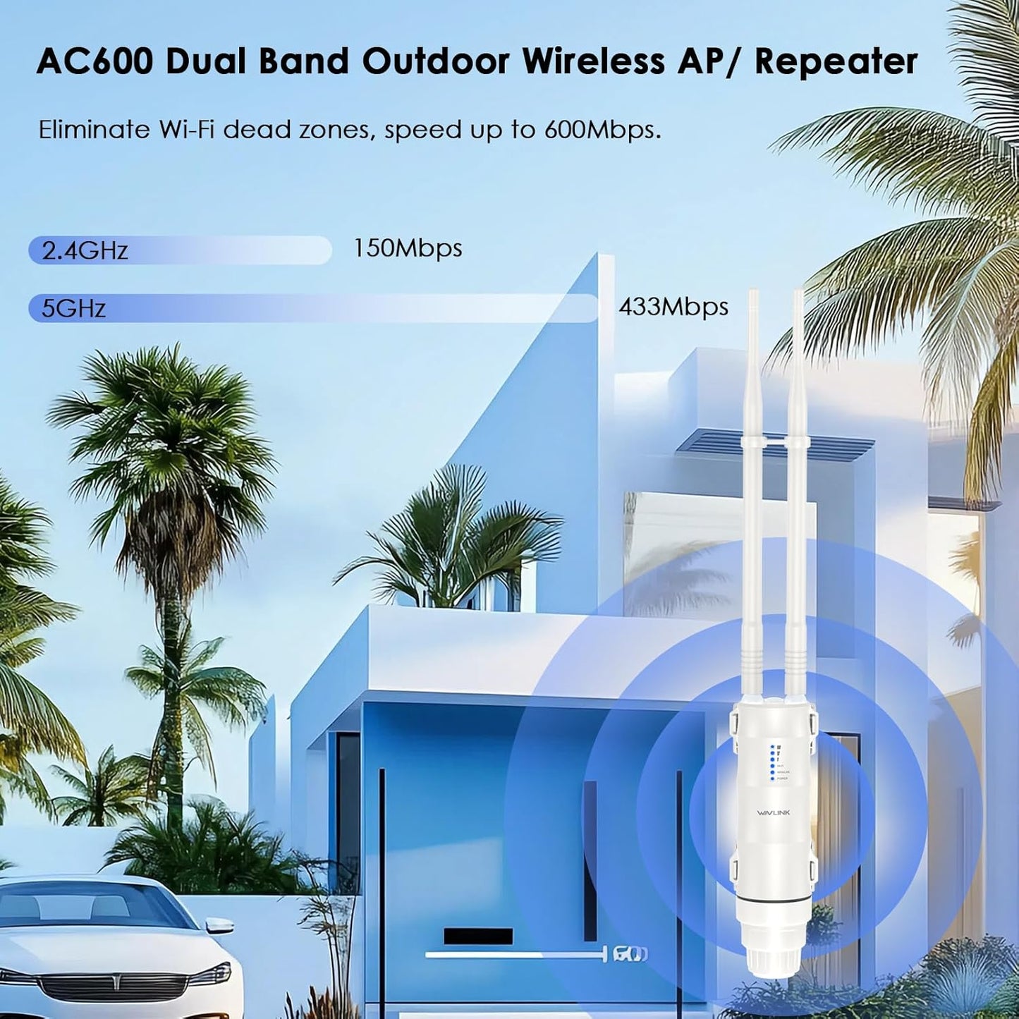 WAVLINK AC600 Outdoor Long Range Weatherproof WiFi Extender - Boost DEMO