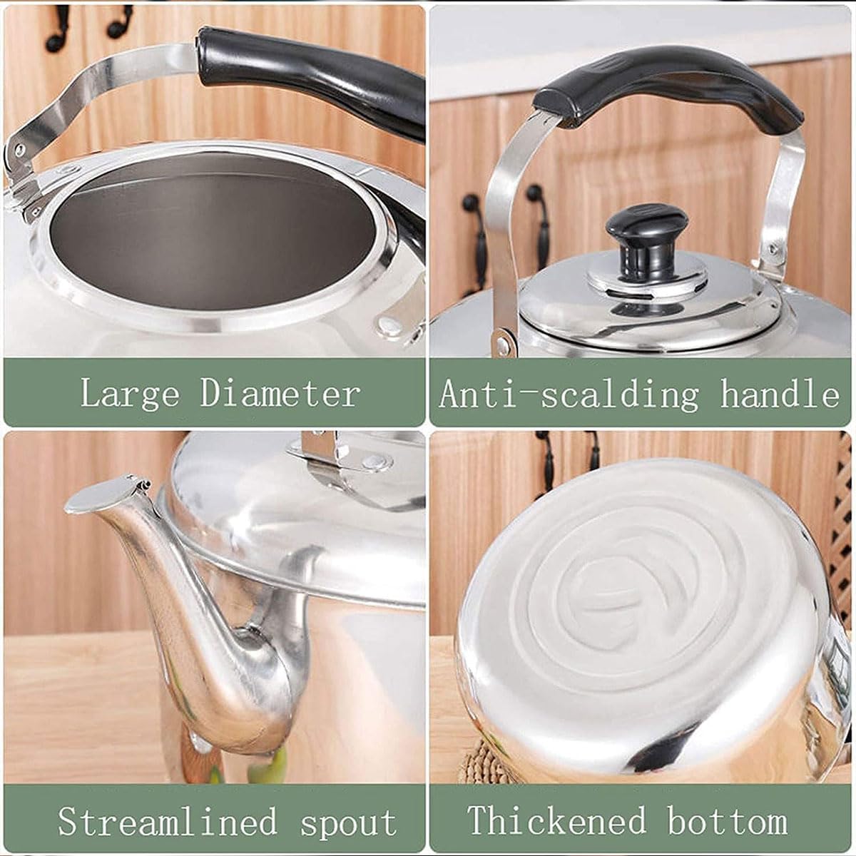 Stainless Steel Stovetop Kettle with Whistle and Ergonomic Handle, 5L DEMO