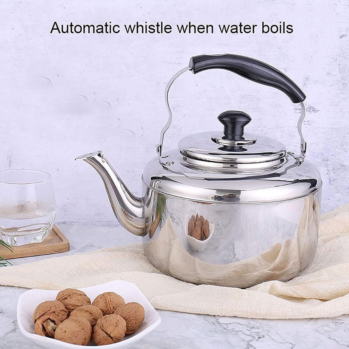 Stainless Steel Stovetop Kettle with Whistle and Ergonomic Handle, 5L DEMO