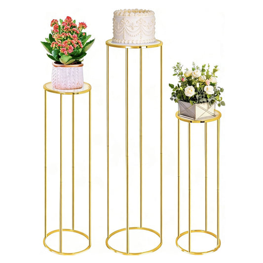 Gold Cylinder Pedestal Stands for Elegant Party Centrepieces NEW