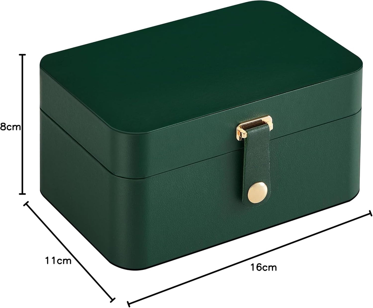 SONGMICS 2-Tier Portable Jewelry Storage Box Organizer, Forest Green, NEW
