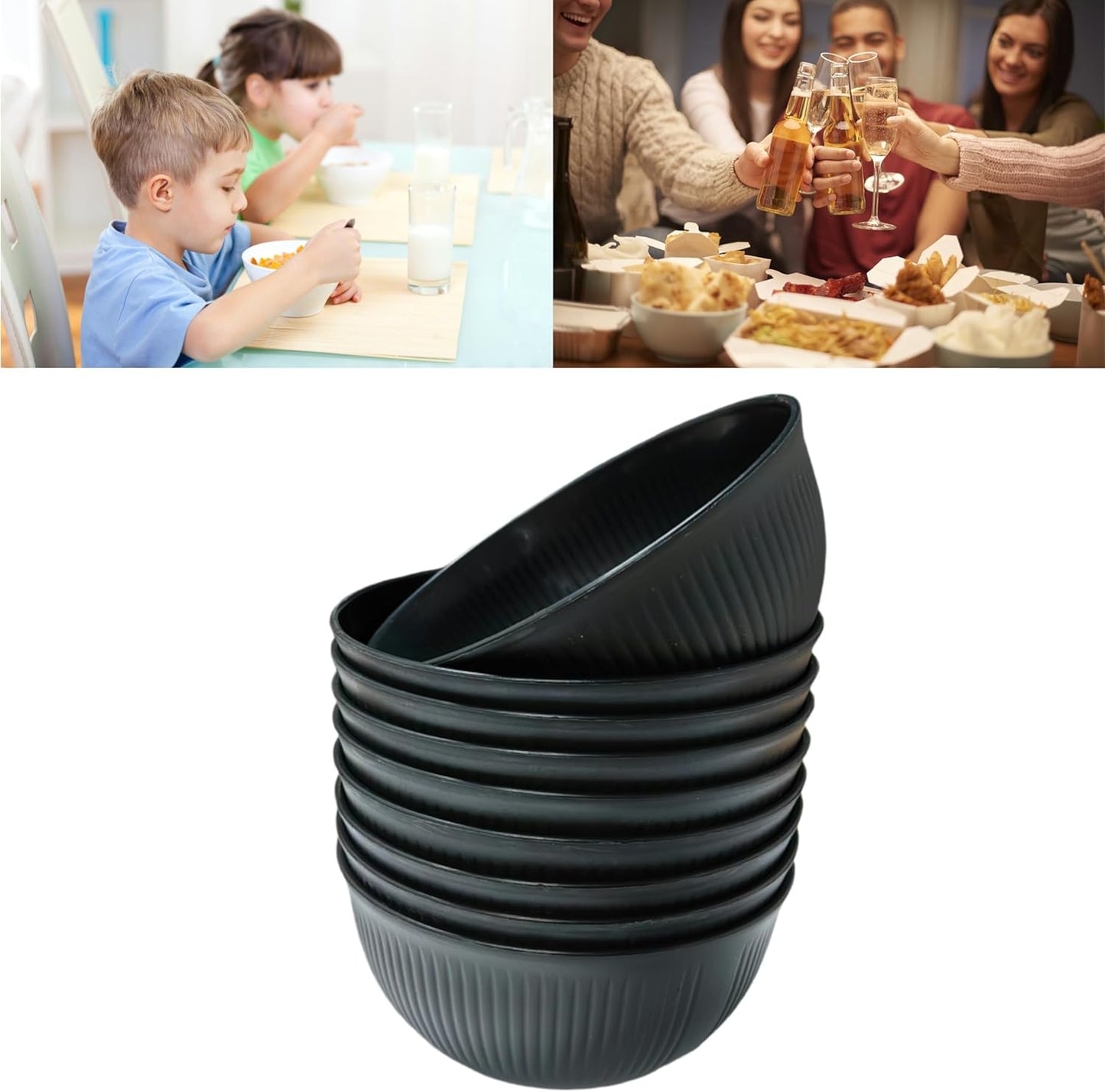 Reusable Salad Bowl Sets Bowls Black and Grey Durable Lightweight NEW
