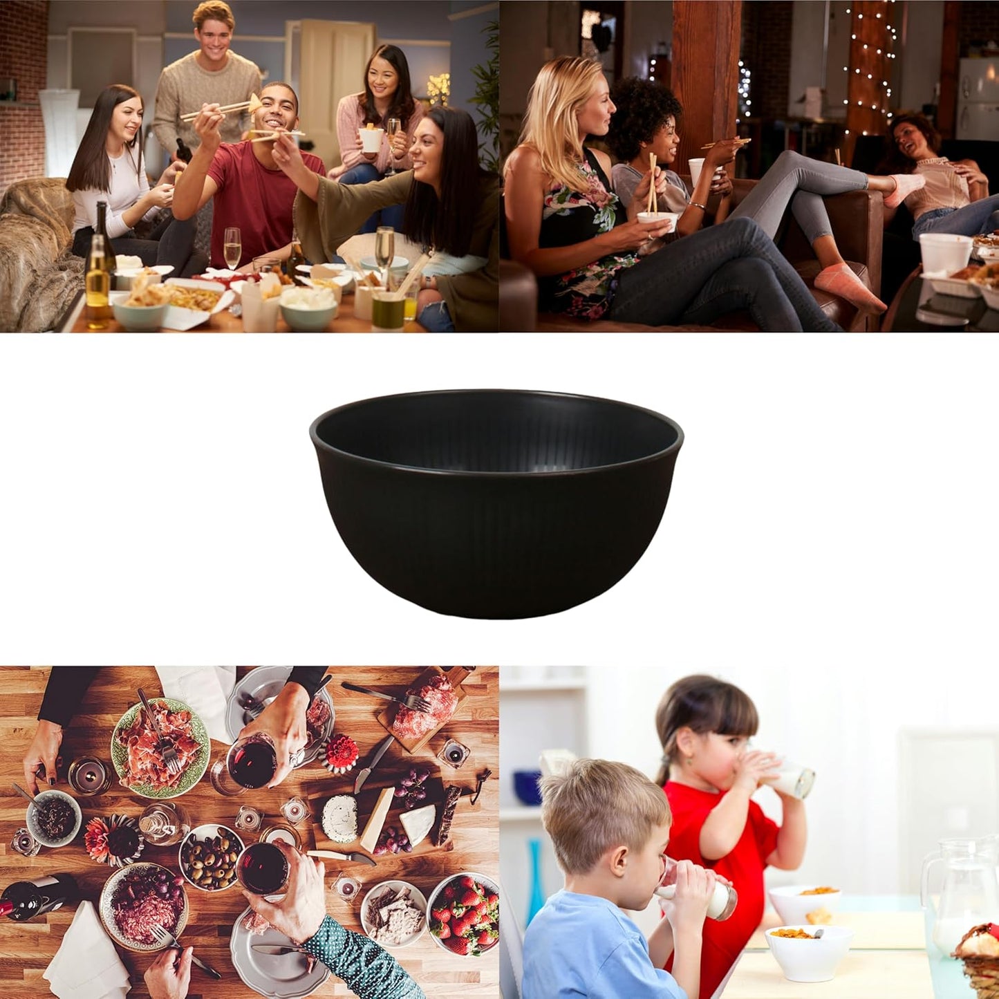 Reusable Salad Bowl Sets Bowls Black and Grey Durable Lightweight NEW