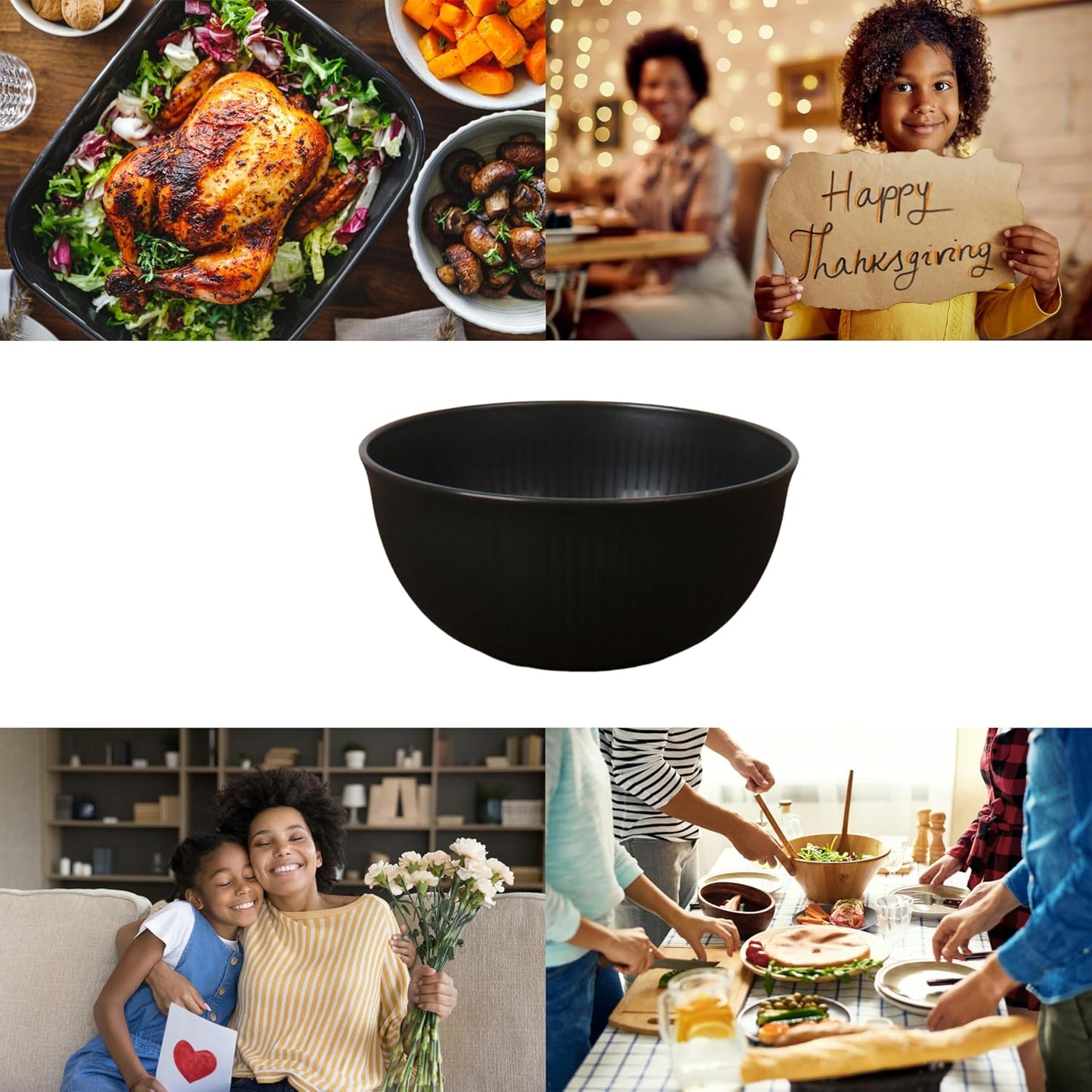 Reusable Salad Bowl Sets Bowls Black and Grey Durable Lightweight NEW