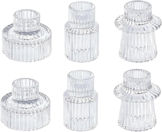Glass Pillar Candle Holder Clear Candlestick for Home, Wedding, Party Size NEW