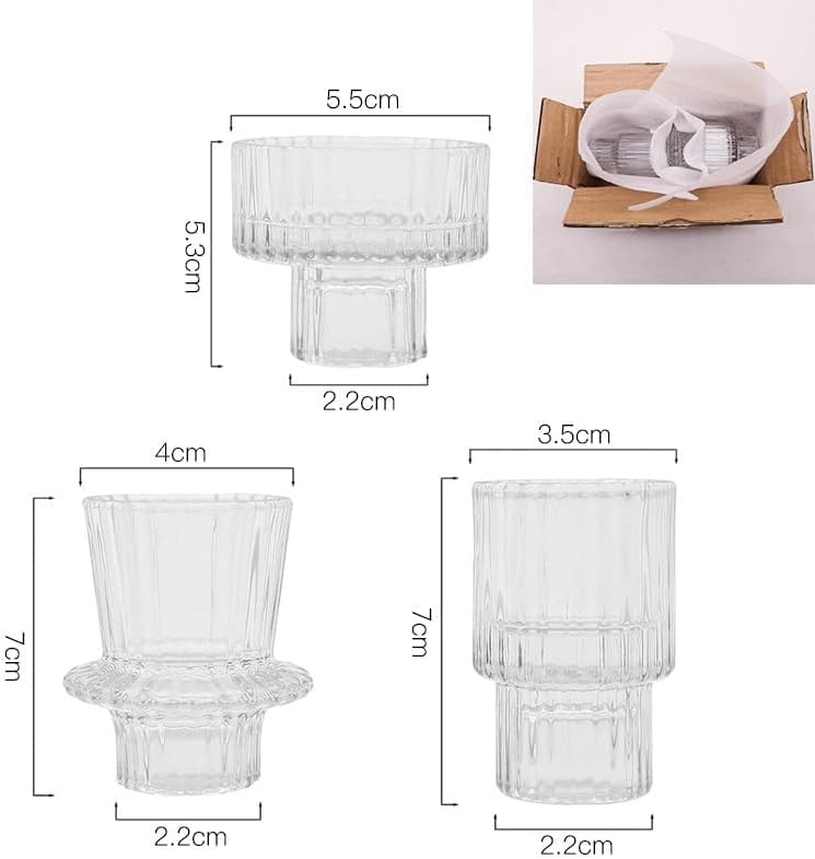 Glass Pillar Candle Holder Clear Candlestick for Home, Wedding, Party Size NEW