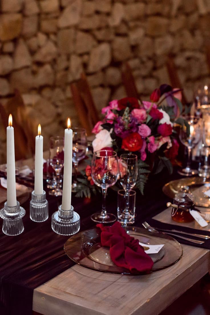 Glass Pillar Candle Holder Clear Candlestick for Home, Wedding, Party Size NEW