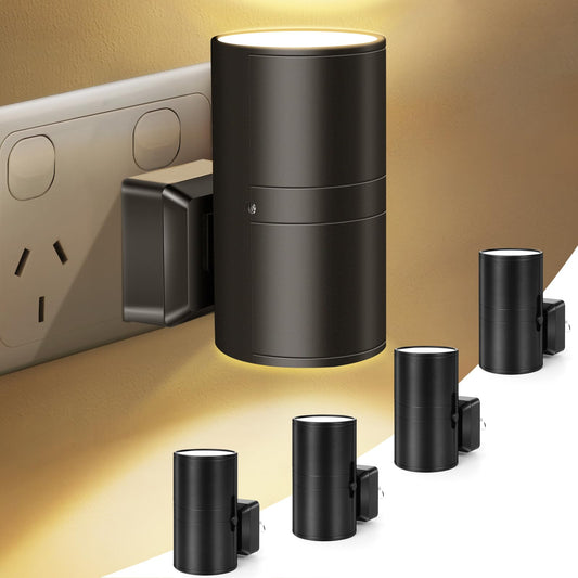 LED Night Lights with Auto Dusk to Dawn Sensor, 4-Pack Black NEW