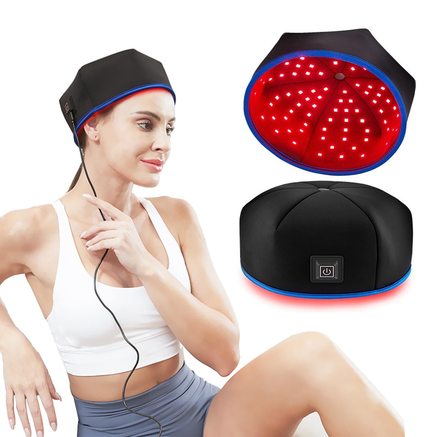 Black One Size Hair Regrowth Laser Beanie Device for Men and Women Size DEMO