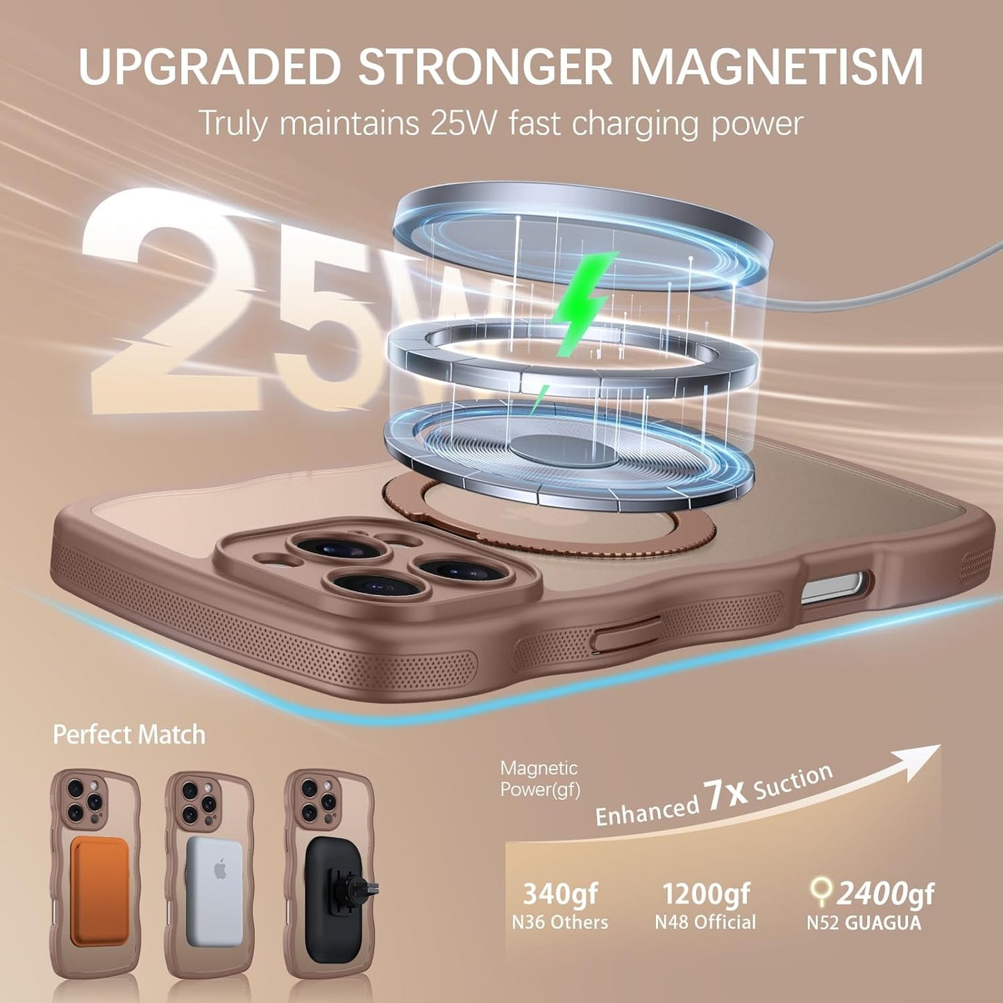 Magnetic Phone Case for iPhone 16 Pro Max in Brown - Protective Cover Size NEW