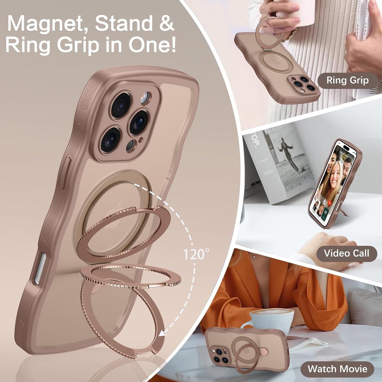 Magnetic Phone Case for iPhone 16 Pro Max in Brown - Protective Cover Size NEW