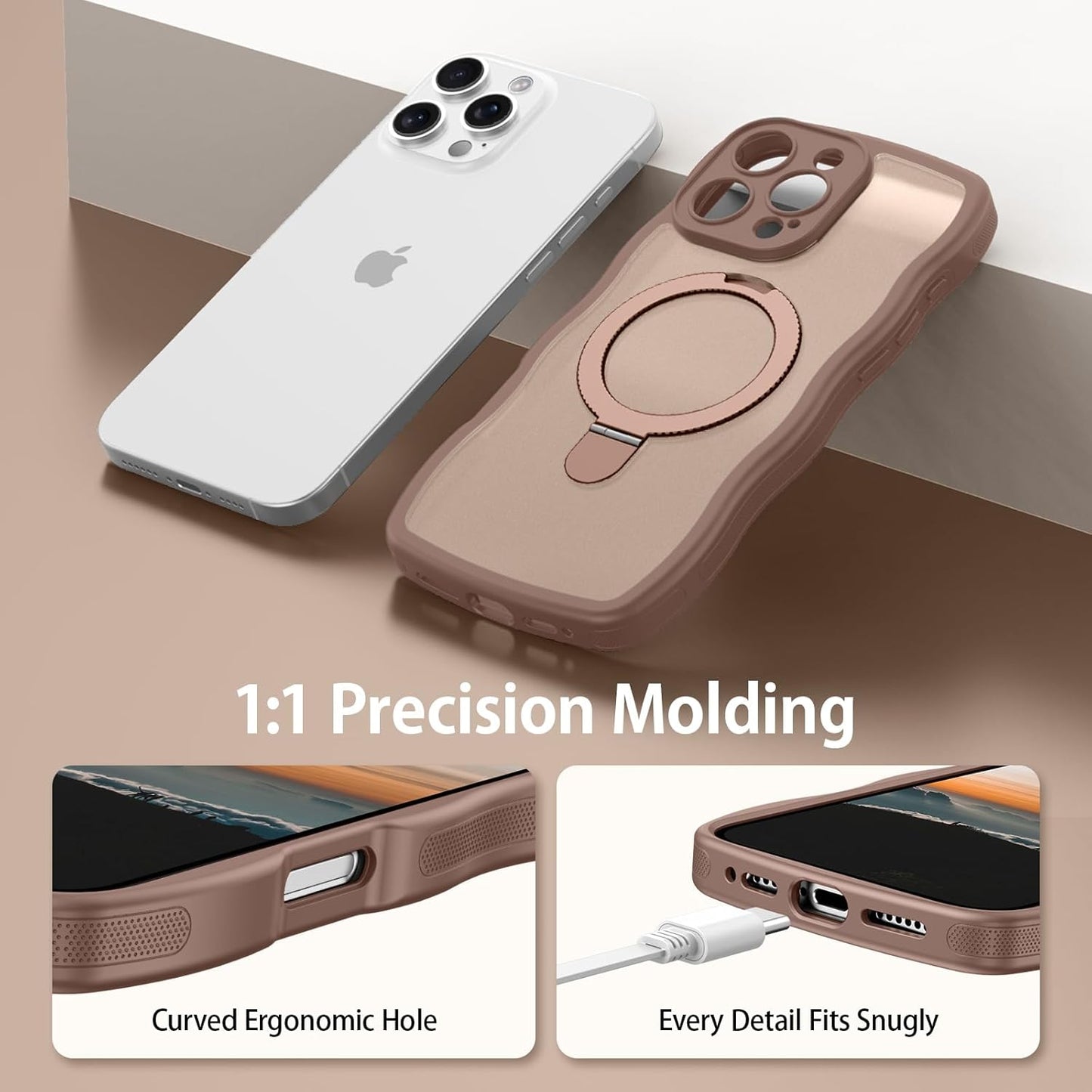 Magnetic Phone Case for iPhone 16 Pro Max in Brown - Protective Cover Size NEW