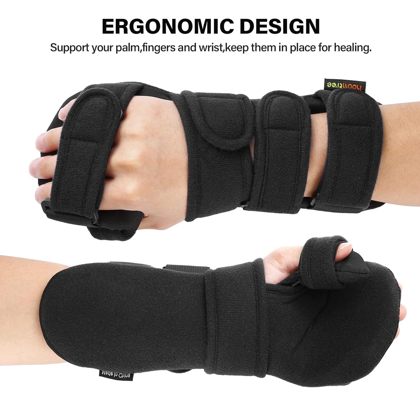 HOOMTREE Left Hand Resting Splint with Finger Separator Black Size One Size NEW