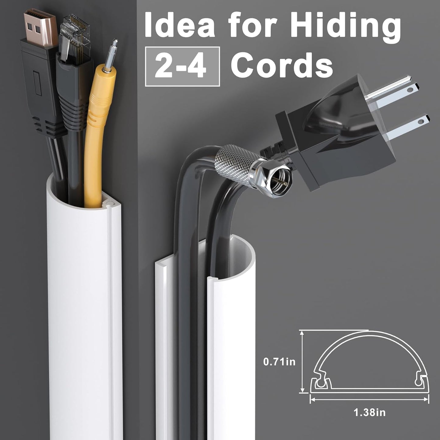 ZhiYo 42-Inch Cable Sleeves Cord Hider Covers for Wall Mounted TVs White NEW