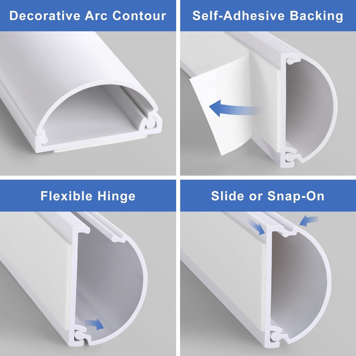 ZhiYo 42-Inch Cable Sleeves Cord Hider Covers for Wall Mounted TVs White NEW