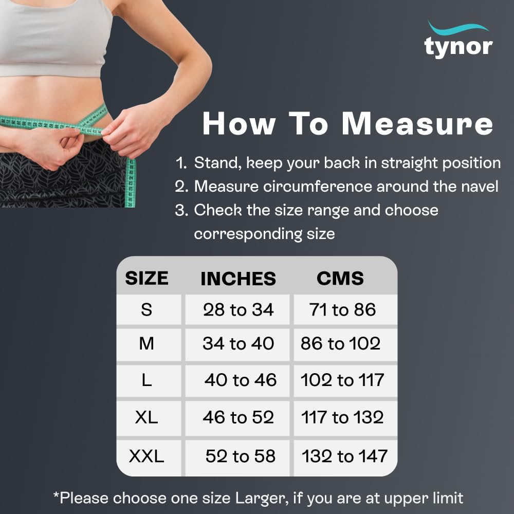 TYNOR Adjustable Lumbar Support Belt Breathable Lower Back Brace Black Sz M NEW