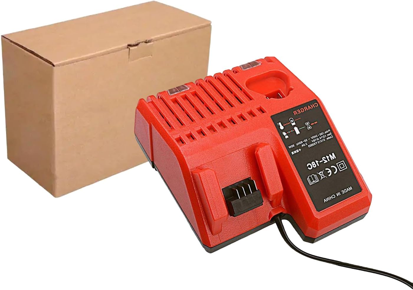Replacement Battery Charger for Milwaukee M12 & M18 Power Tools in Red DEMO
