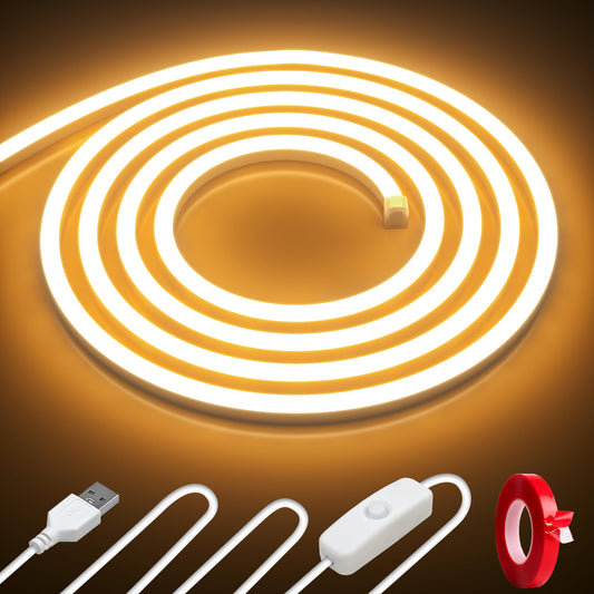 Cozylady 3m LED Strips Waterproof LED Rope Light Warm White USB Neon NEW
