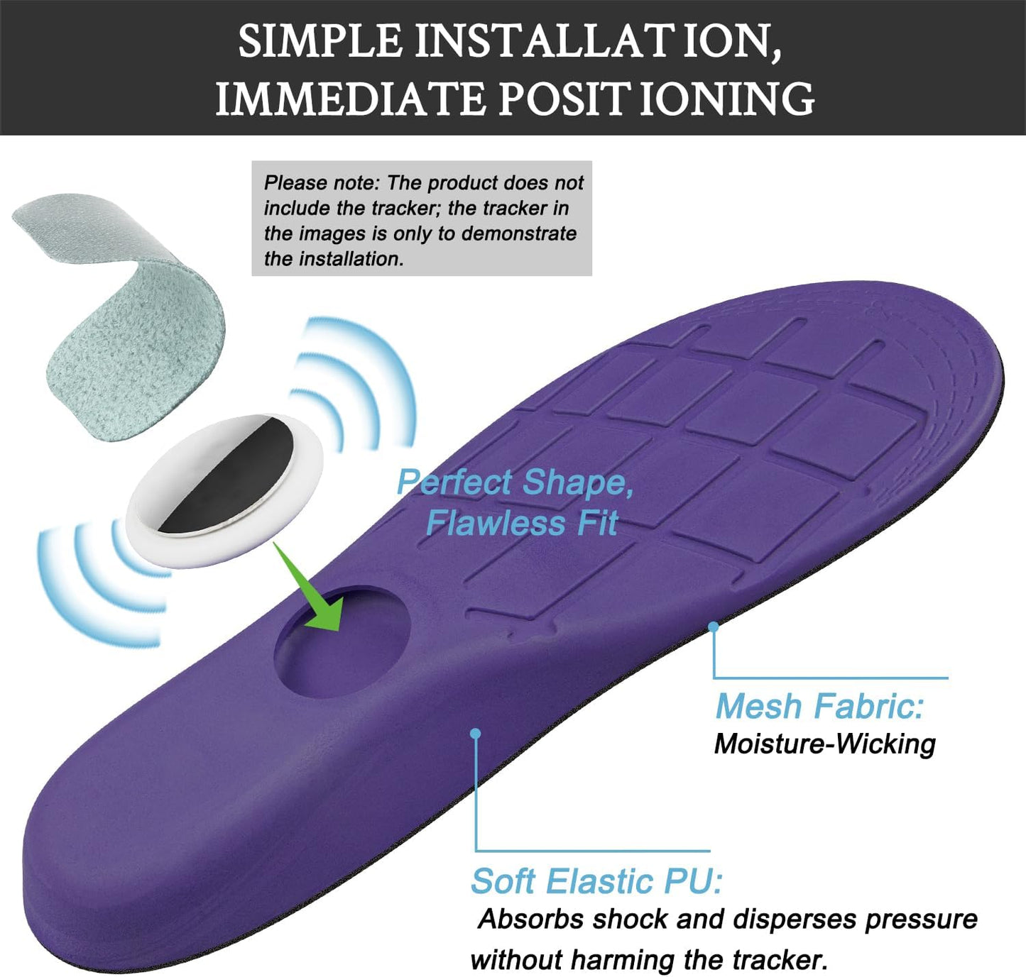 Endoto Insoles with Hidden Airtag Holder Purple Size 310mm UK M11.5-M13.5 DEMO