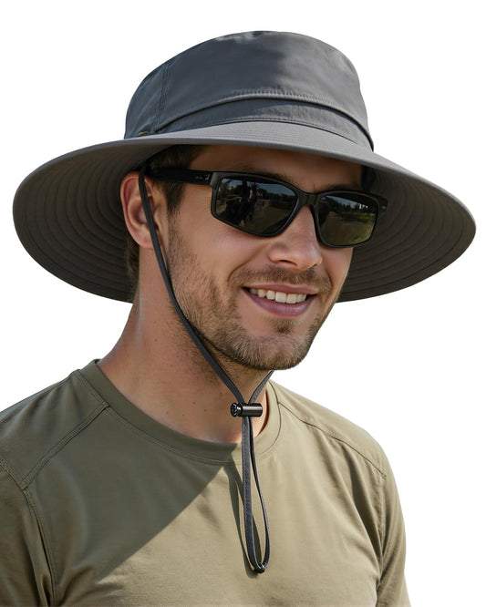 Lightweight Hats Unisex Mesh Sun Hat UPF 50+ Breathable Wide Brim Dark Grey NEW