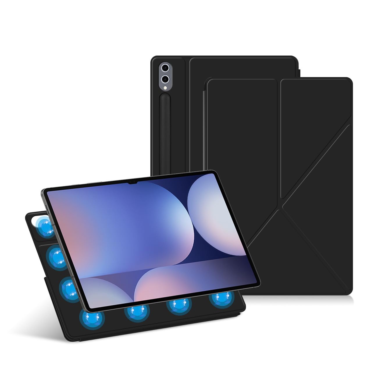 Magnetic Tablet Case for Samsung Galaxy Tab S10 Ultra 14.6" 2024, Black DEMO