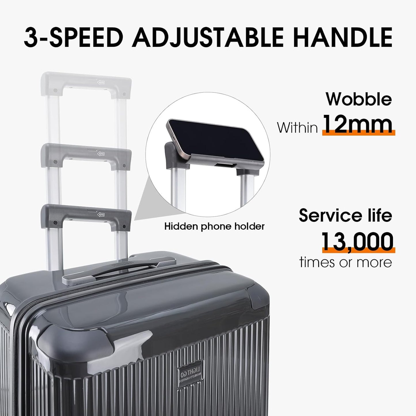 LIGHTGO 30" Suitcases Hardshell Suitcase Aerospace-Grade Polycarbonate NEW