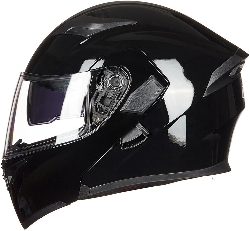 ILM Motorcycle Full Face Flip-Up Modular Helmet, Gloss Black, XL Size NEW