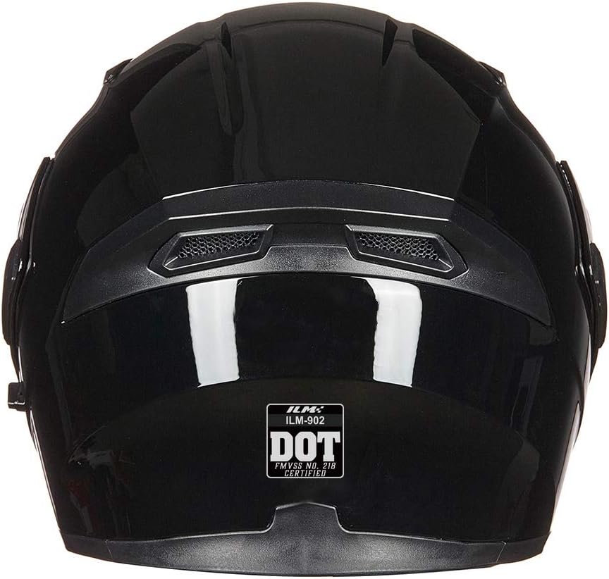ILM Motorcycle Full Face Flip-Up Modular Helmet, Gloss Black, XL Size NEW