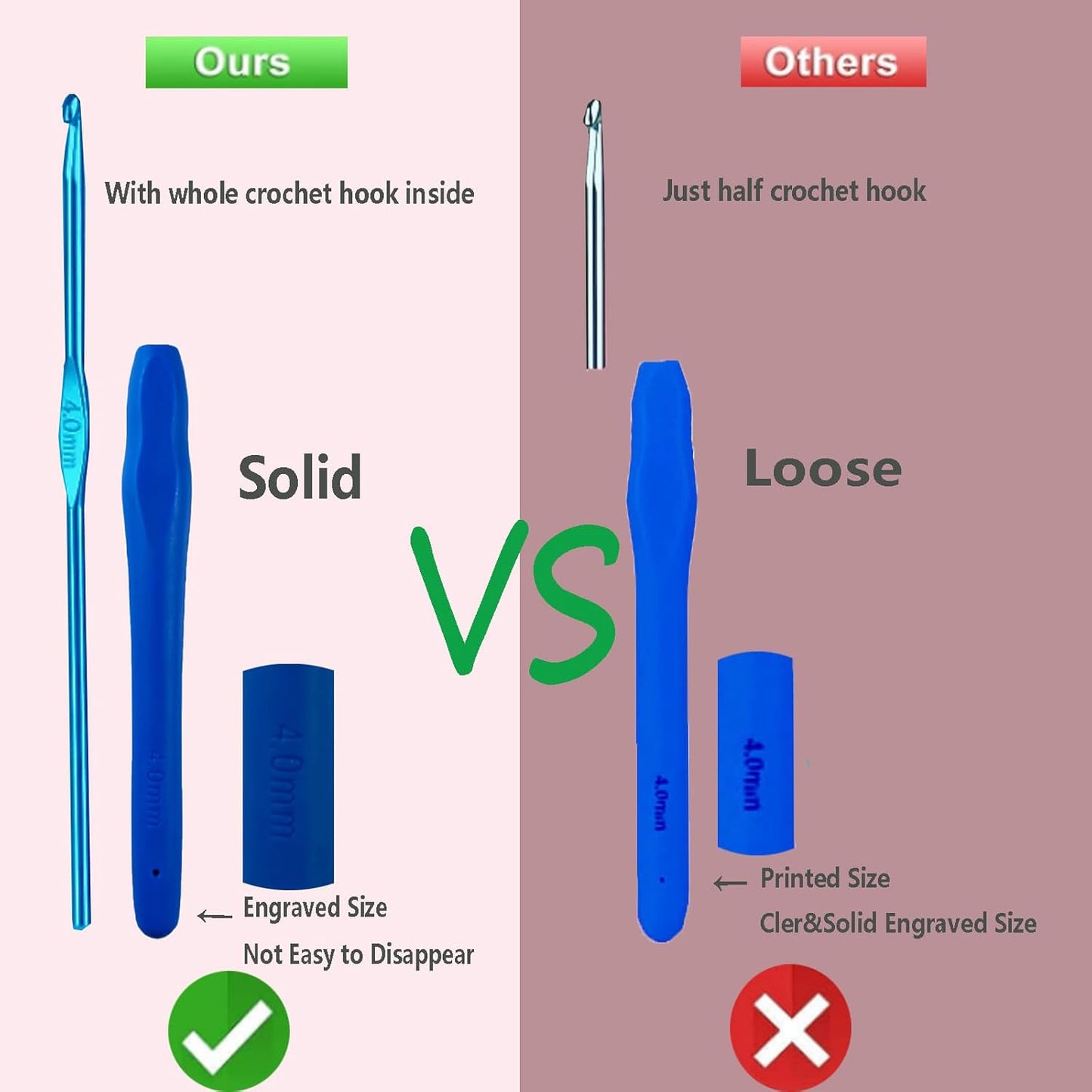 59 Piece Crochet Hook Set Knitting Starter Kit Ergonomic Soft Pink 59pcs NEW