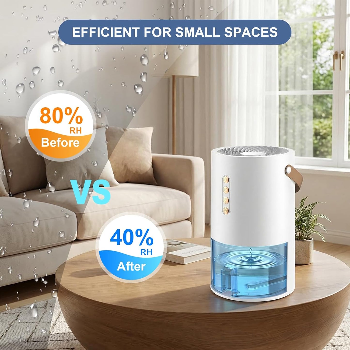 44oz White Dehumidifier for Home - Quiet with Auto Shut Off Size 44oz NEW