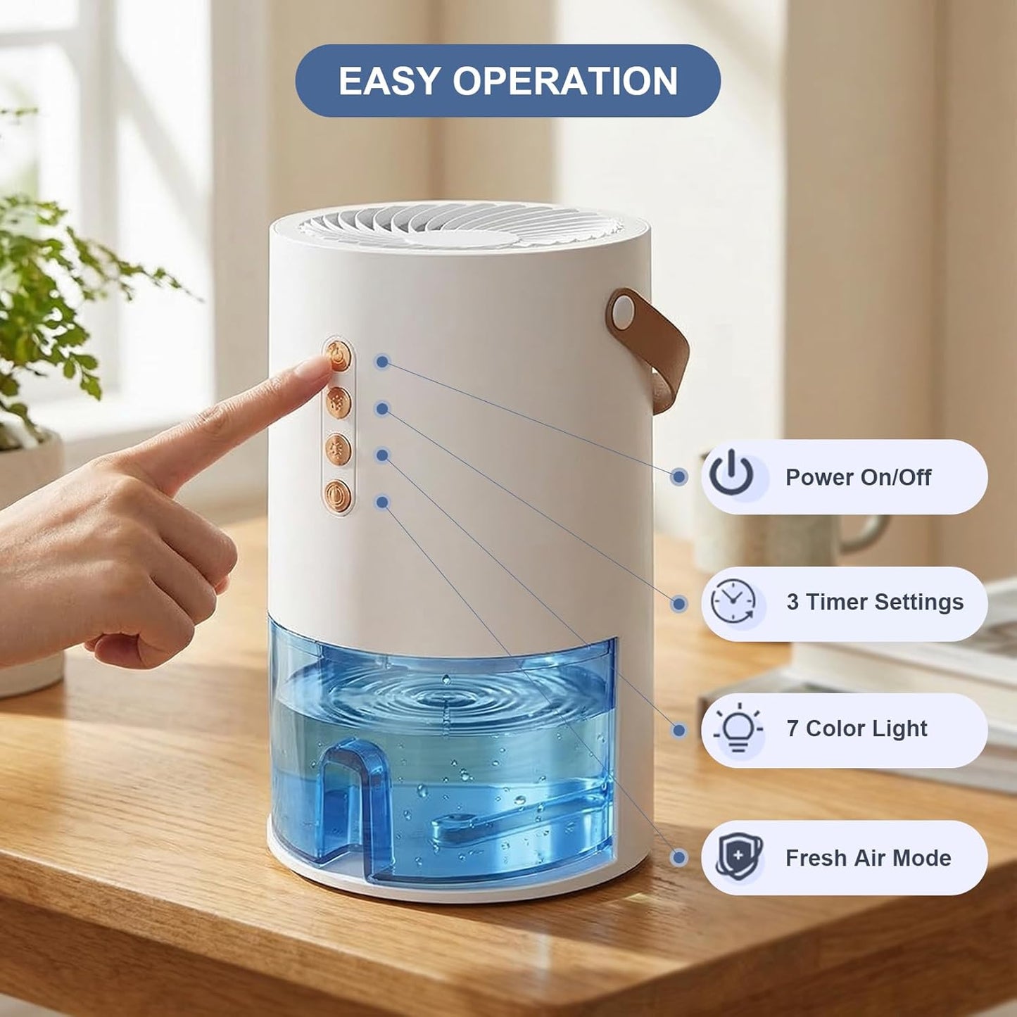 44oz White Dehumidifier for Home - Quiet with Auto Shut Off Size 44oz NEW