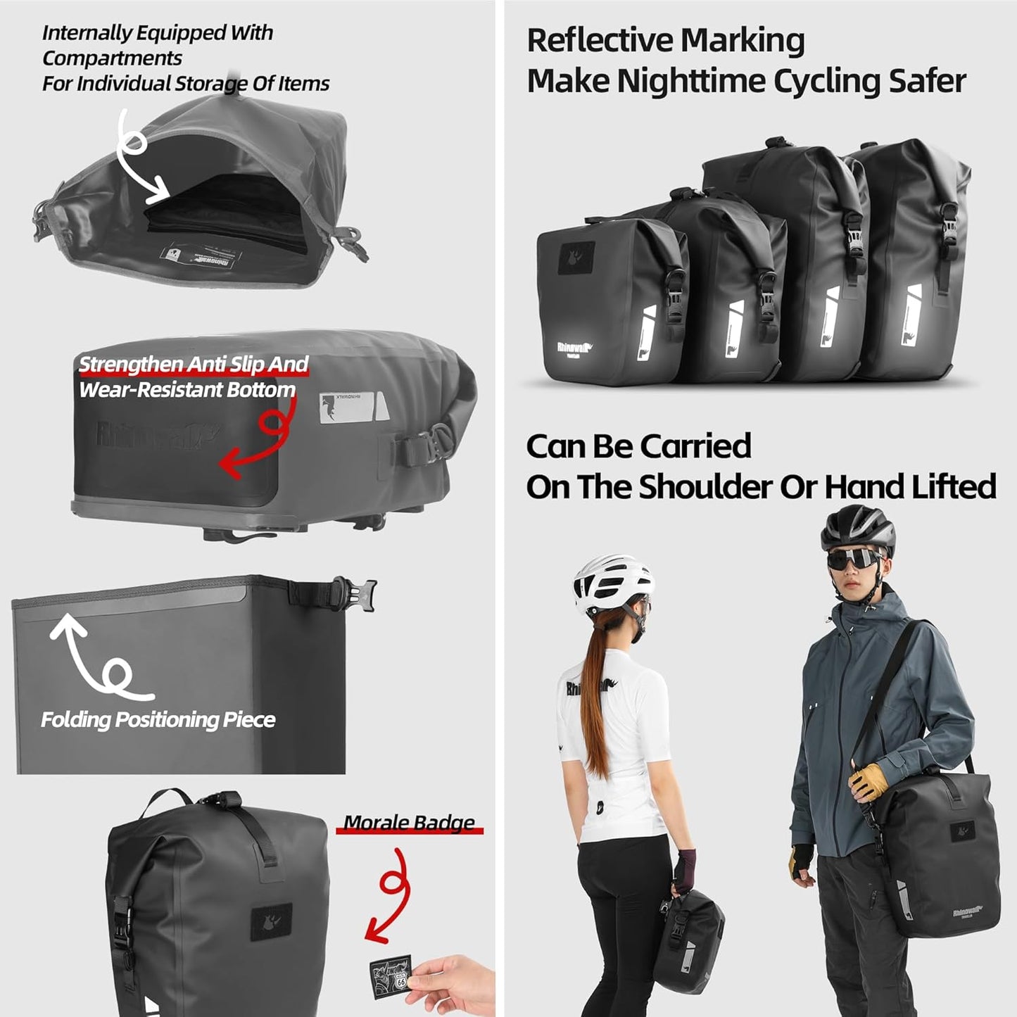 Rhinowalk 12L Waterproof Bicycle Pannier Bag Backpack for Commuting, DEMO