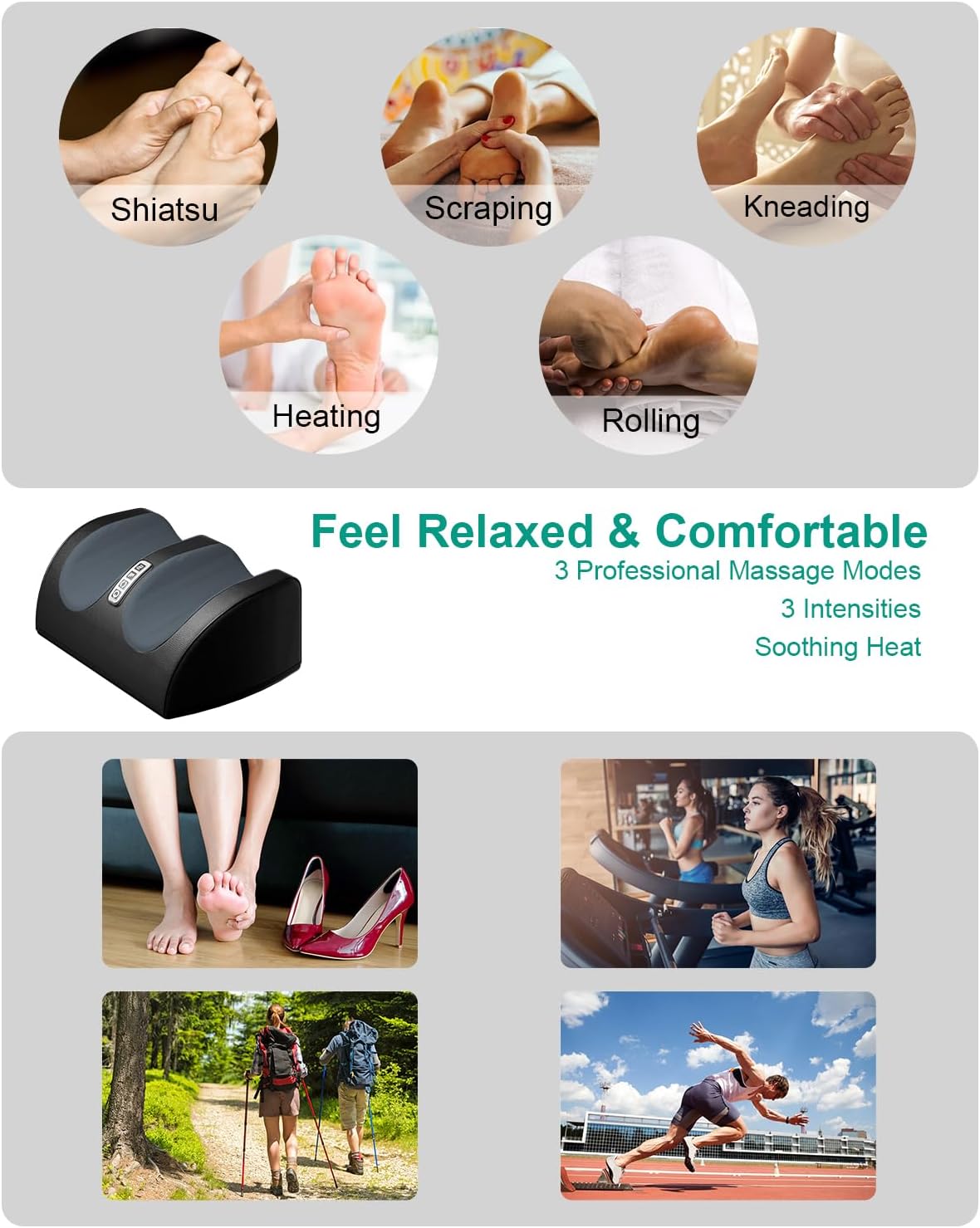 Shiatsu Foot Massagers Massager Machine with Heat and Massage Rollers