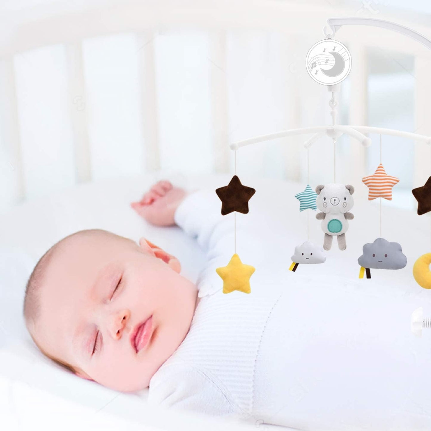 Yotsuba Baby Cot Hanging Musical Bed Bell Crib Wind Up Music Box Rattle Toy NEW
