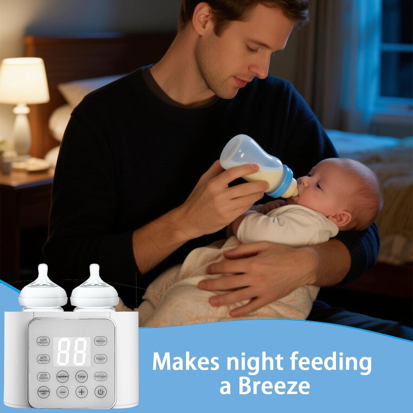9-in-1 Multifunction Bottle Warmer Breast Milk Heater Fast Baby Food White NEW