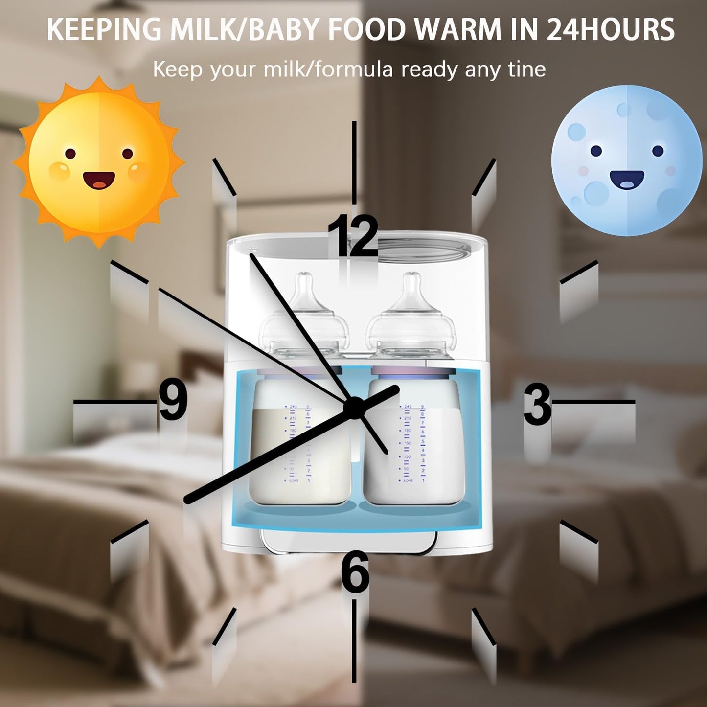 9-in-1 Multifunction Bottle Warmer Breast Milk Heater Fast Baby Food White NEW