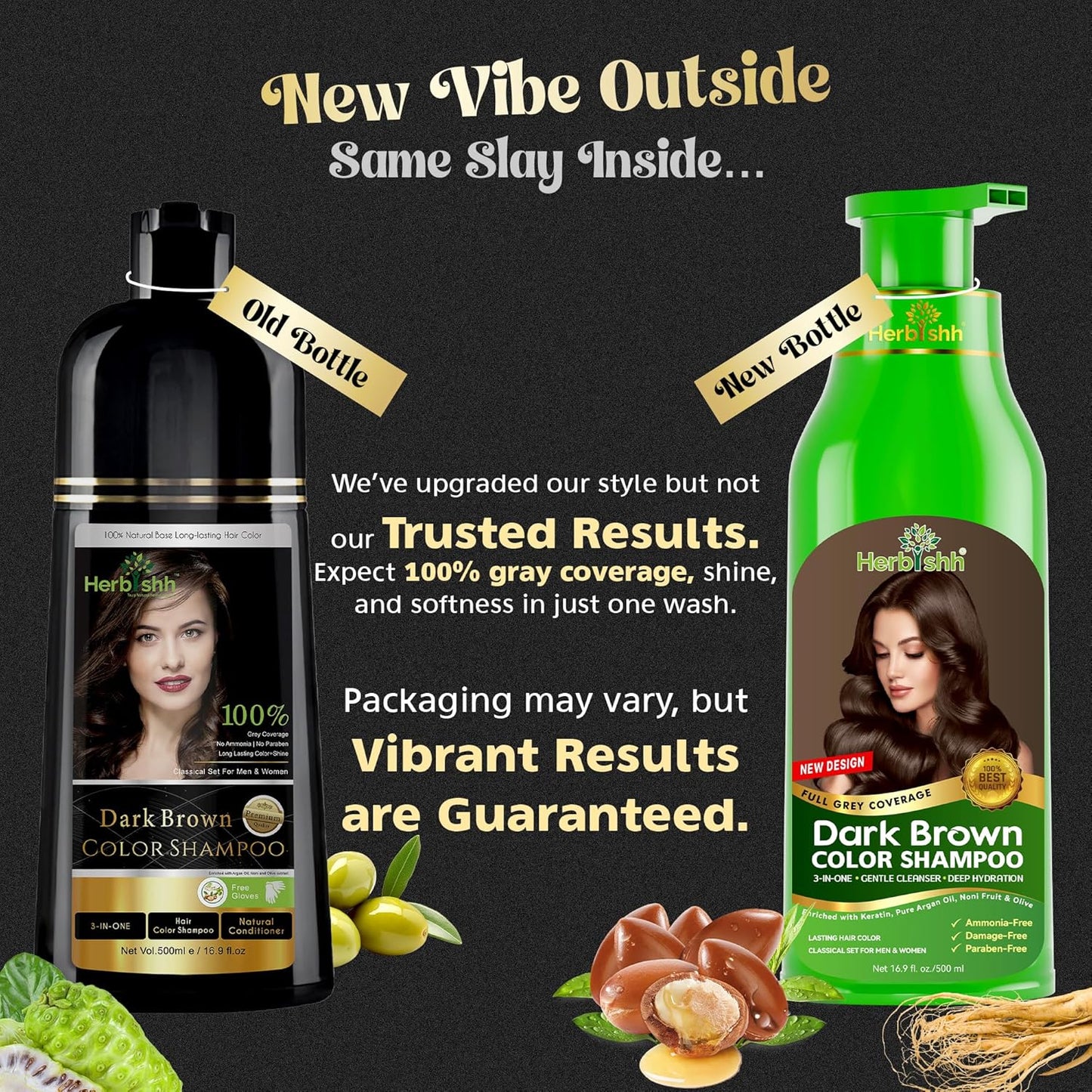 Herbishh Semi-Permanent Shampoos Hair Color Shampoo with Argan Oil Dark NEW