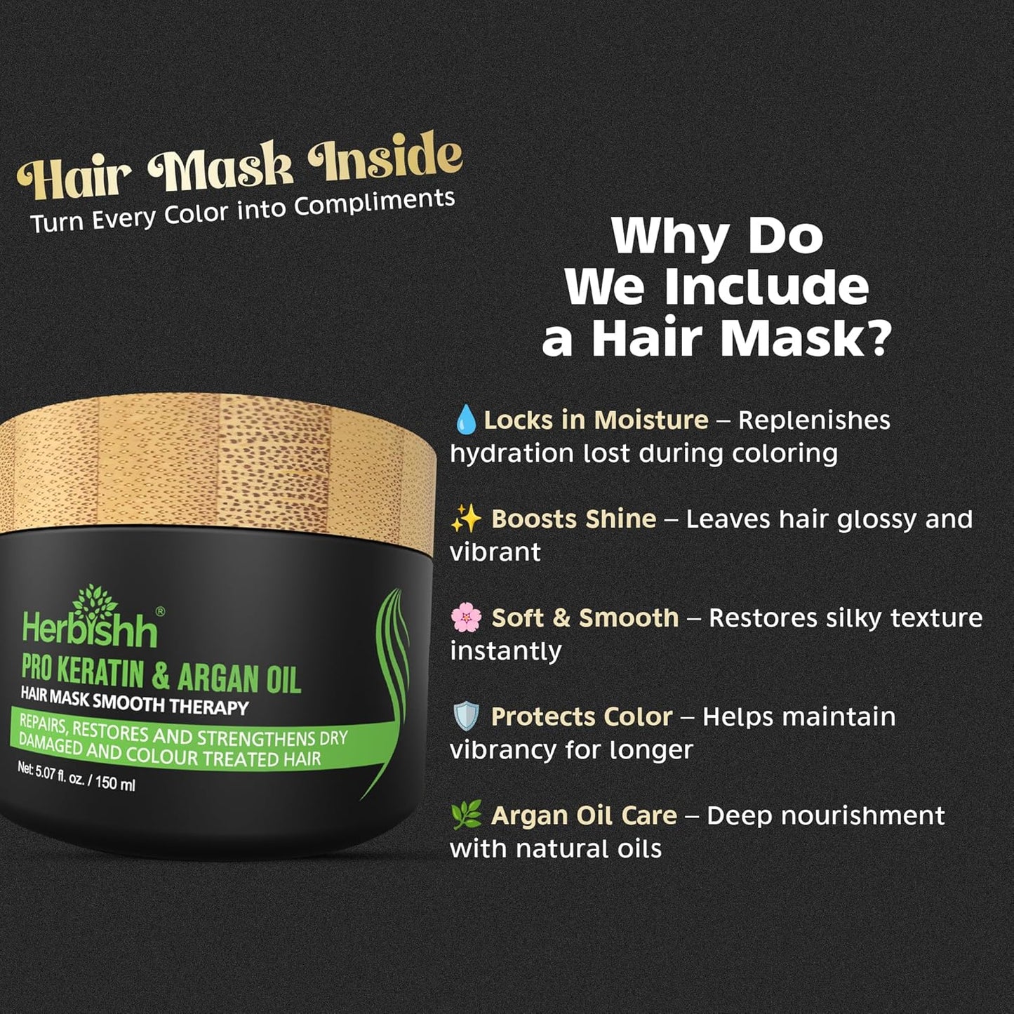 Herbishh Semi-Permanent Shampoos Hair Color Shampoo with Argan Oil Dark NEW