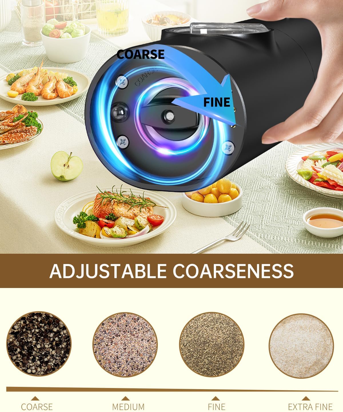 CIRCLE JOY Electric Salt and Pepper Grinder Set Battery Operated Spice Mill NEW