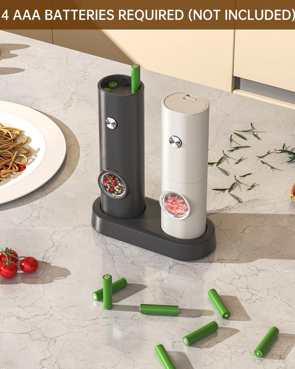 CIRCLE JOY Electric Salt and Pepper Grinder Set Battery Operated Spice Mill NEW
