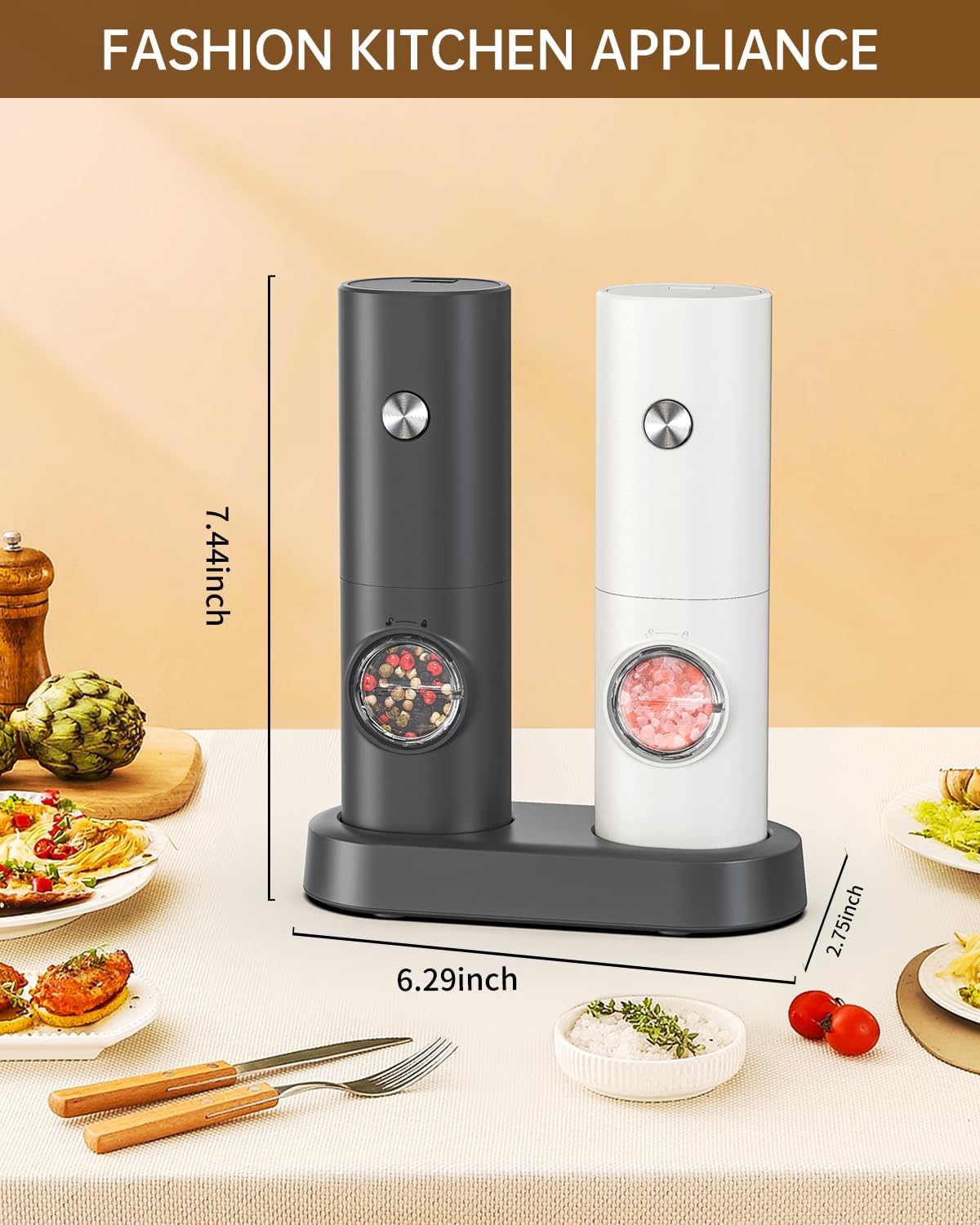 CIRCLE JOY Electric Salt and Pepper Grinder Set Battery Operated Spice Mill NEW