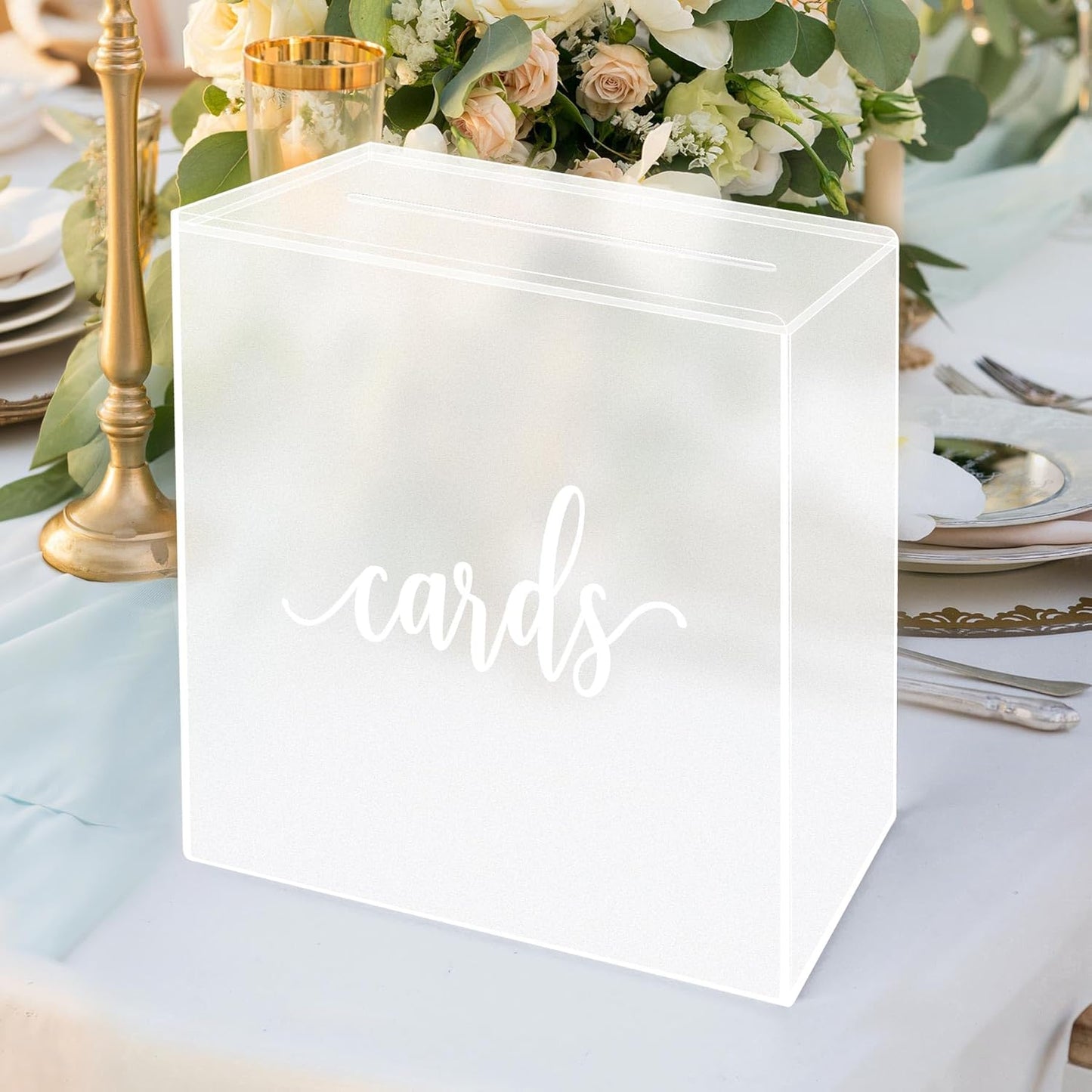 Frosted Clear Acrylic Card Box for Wedding Gifts & Celebrations 24x24x13cm DEMO