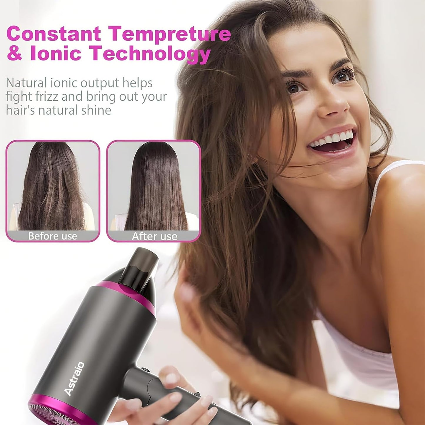 Astraio 2400W Professional Hair Dryer with 110,000 RPM - Grey NEW