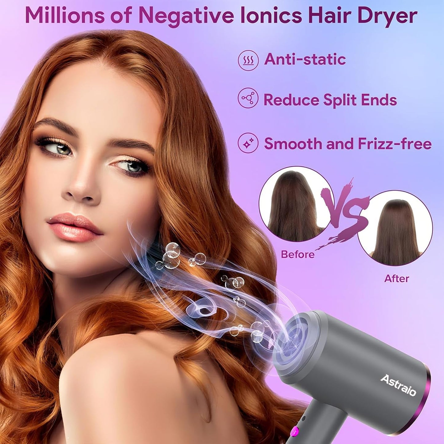 Astraio 2400W Professional Hair Dryer with 110,000 RPM - Grey NEW