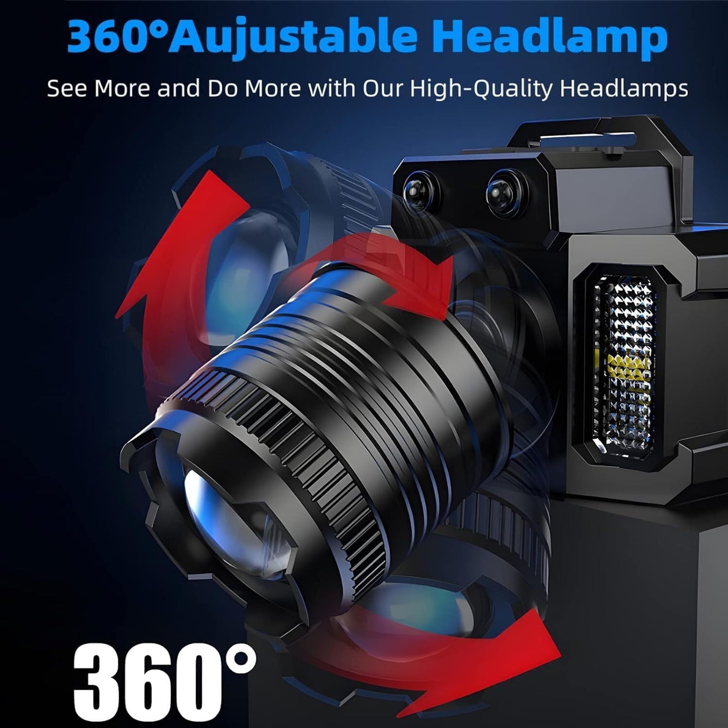 Rechargeable LED Motion Sensor Headlamp Waterproof Headlamps Black One Size NEW